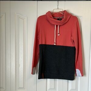 Women's Two-Tone Sweater - Coral and Black